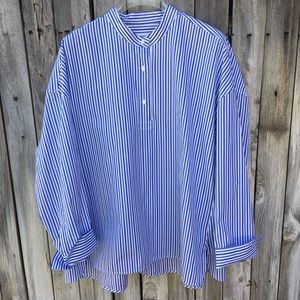 Lareida Stripe Shirt Pullover Blouse Cotton Blue White 10